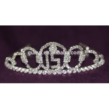 La tiara cristalina nupcial al por mayor del desfile embroma las coronas del Rhinestone